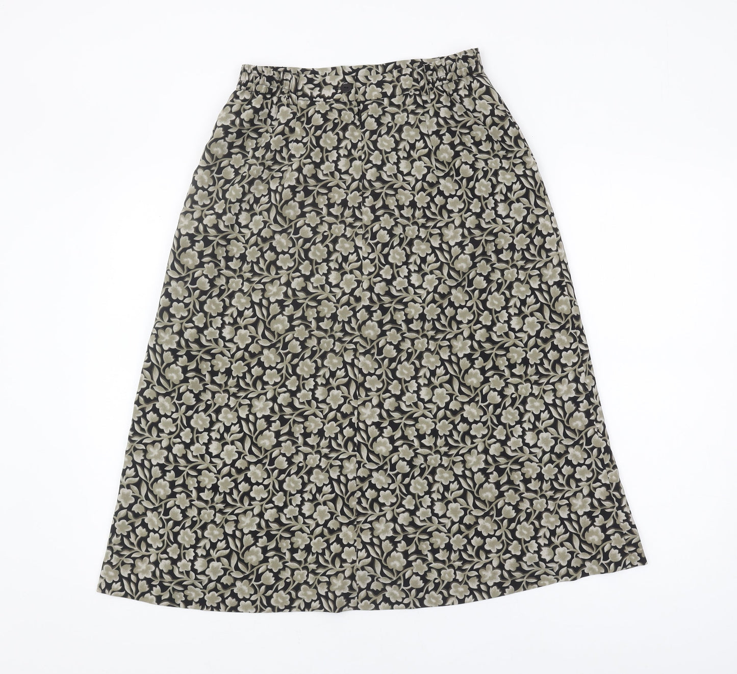 Viyella Women's Black Floral Midi Skirt, Size 10
