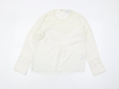Warehouse Women's White Tunic Blouse, Size 10, Lace Accents