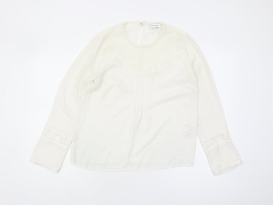 Warehouse Women's White Tunic Blouse, Size 10, Lace Accents