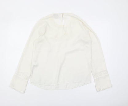 Warehouse Women's White Tunic Blouse, Size 10, Lace Accents