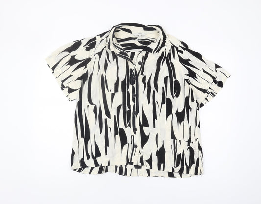 Next Women's Black Button-Up Shirt, Size 16, Animal Print