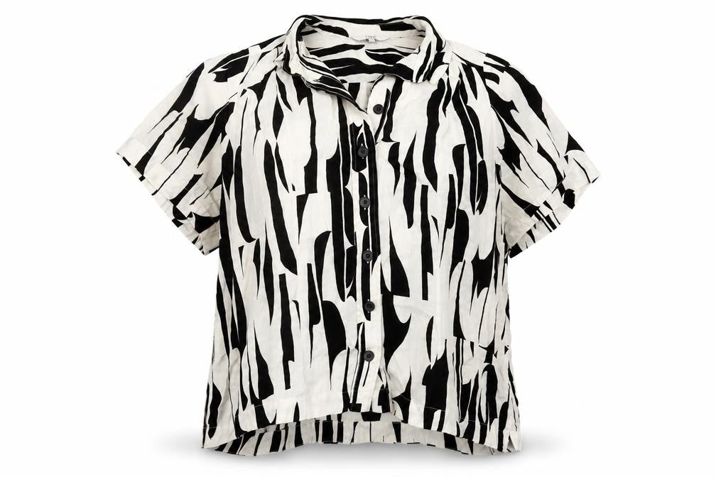 Next Women's Black Button-Up Shirt, Size 16, Animal Print