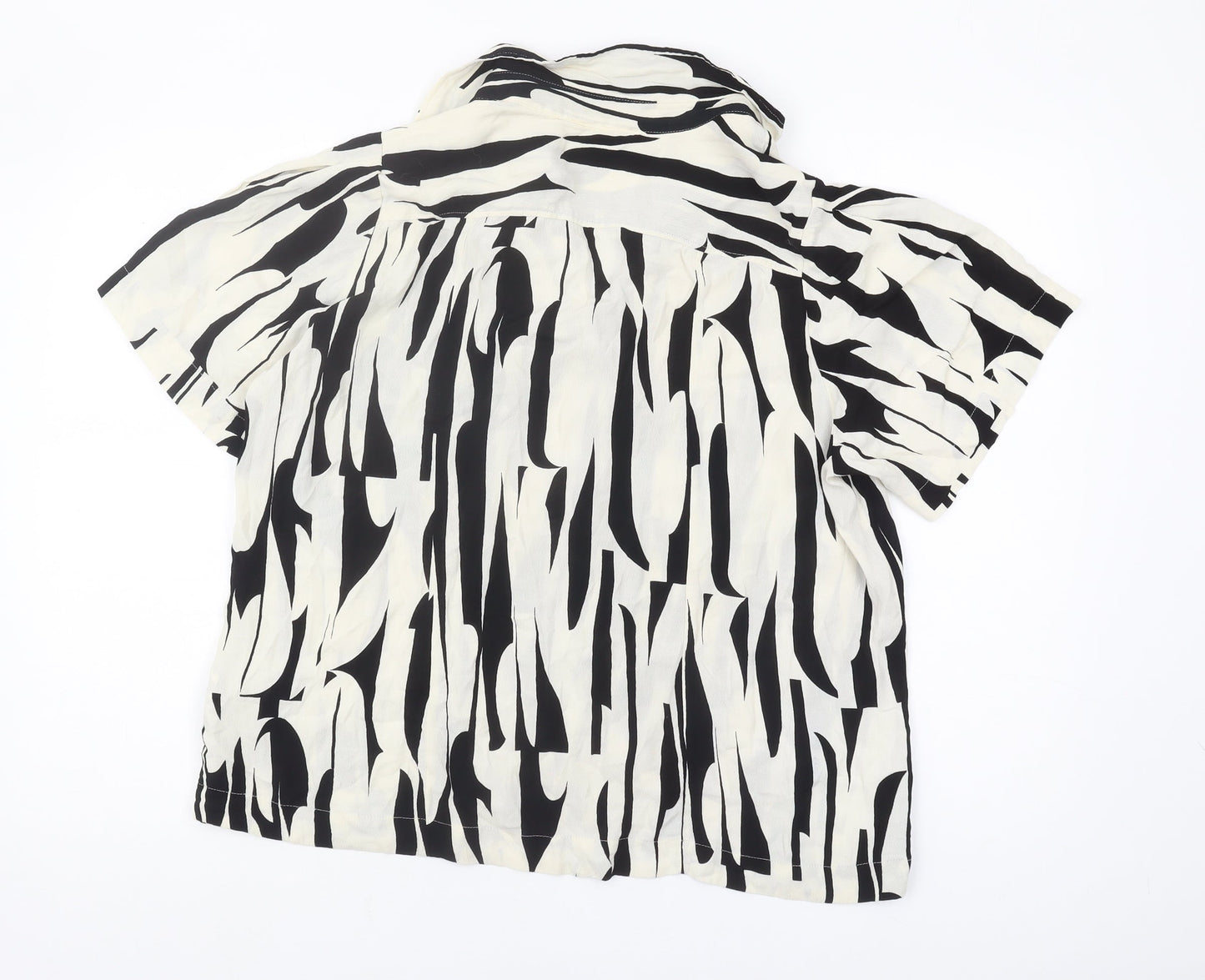 Next Women's Black Button-Up Shirt, Size 16, Animal Print