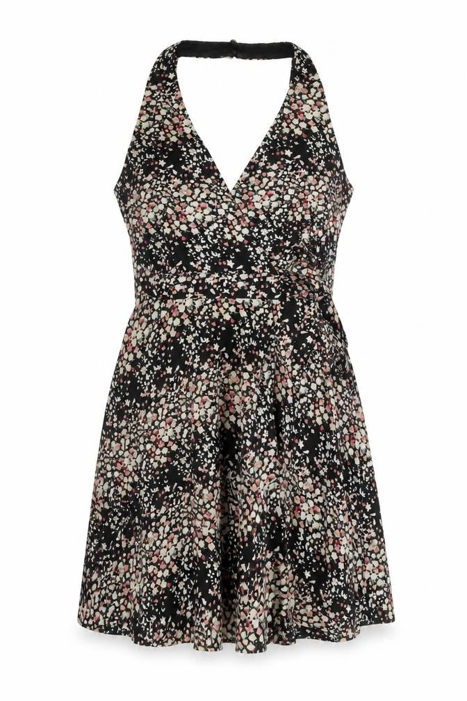 OVS Women's Black Floral Wrap Dress M