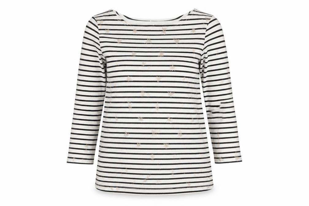 Joules Women's Black White Striped Long Sleeve T-Shirt