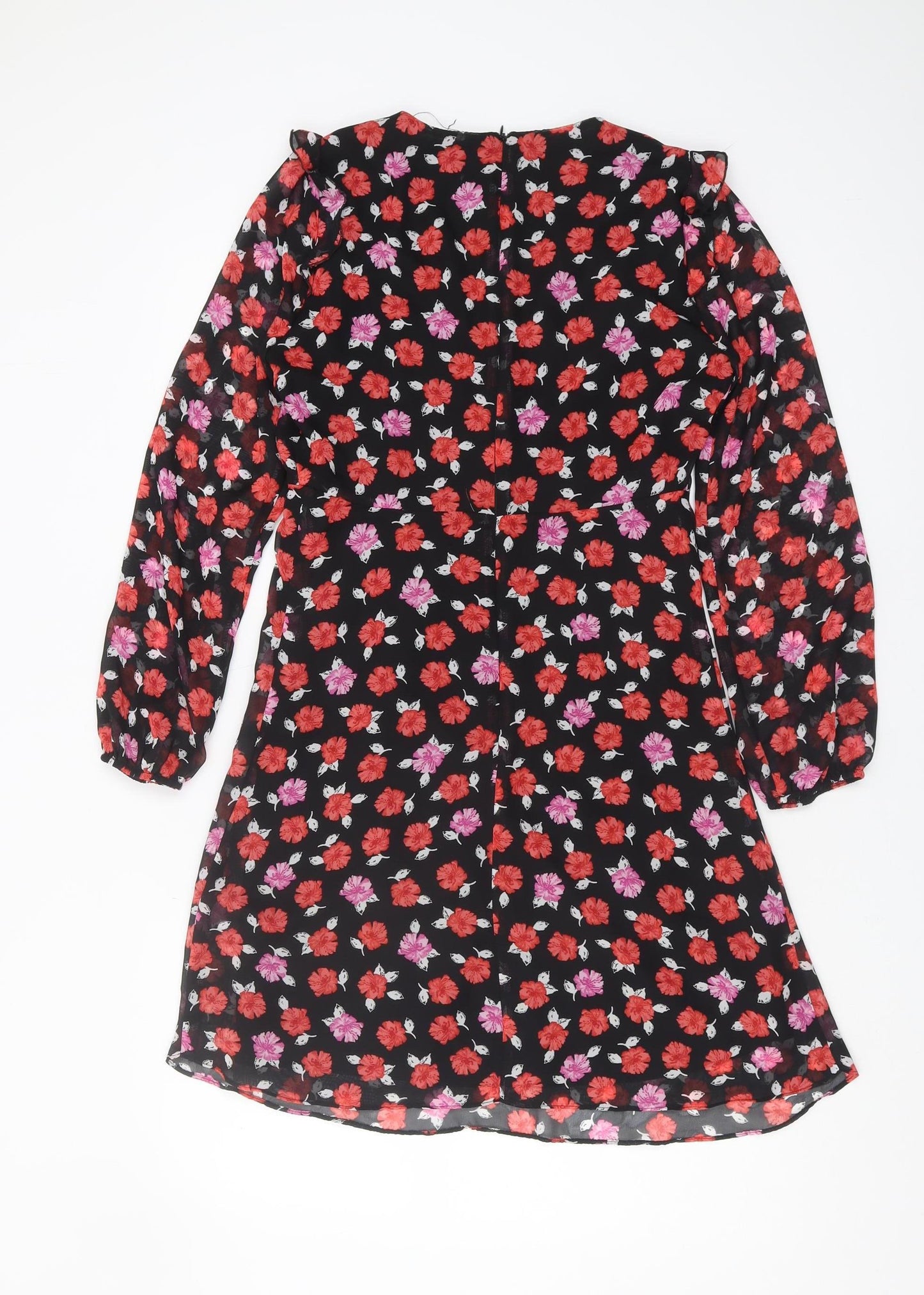 Wallis Women's Black Floral A-Line Dress Size 8