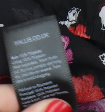 Wallis Women's Black Floral A-Line Dress Size 8