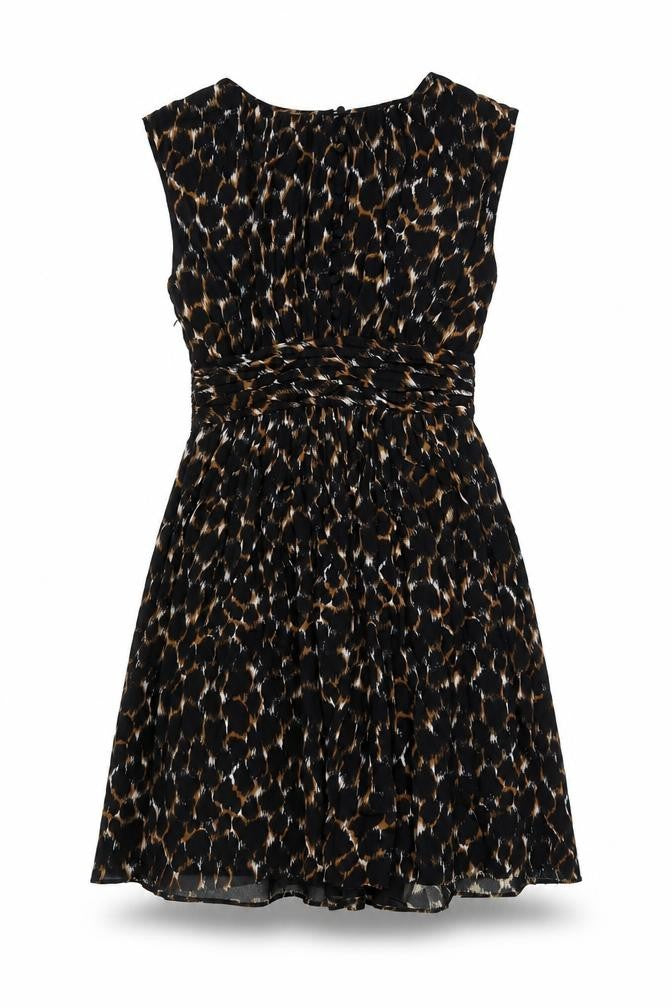 Boden Women's Black Brown Animal Print A-Line Dress