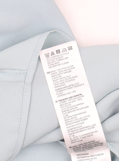 Close-up detail of Principles Women's Blue High Neck Blouse, size 10