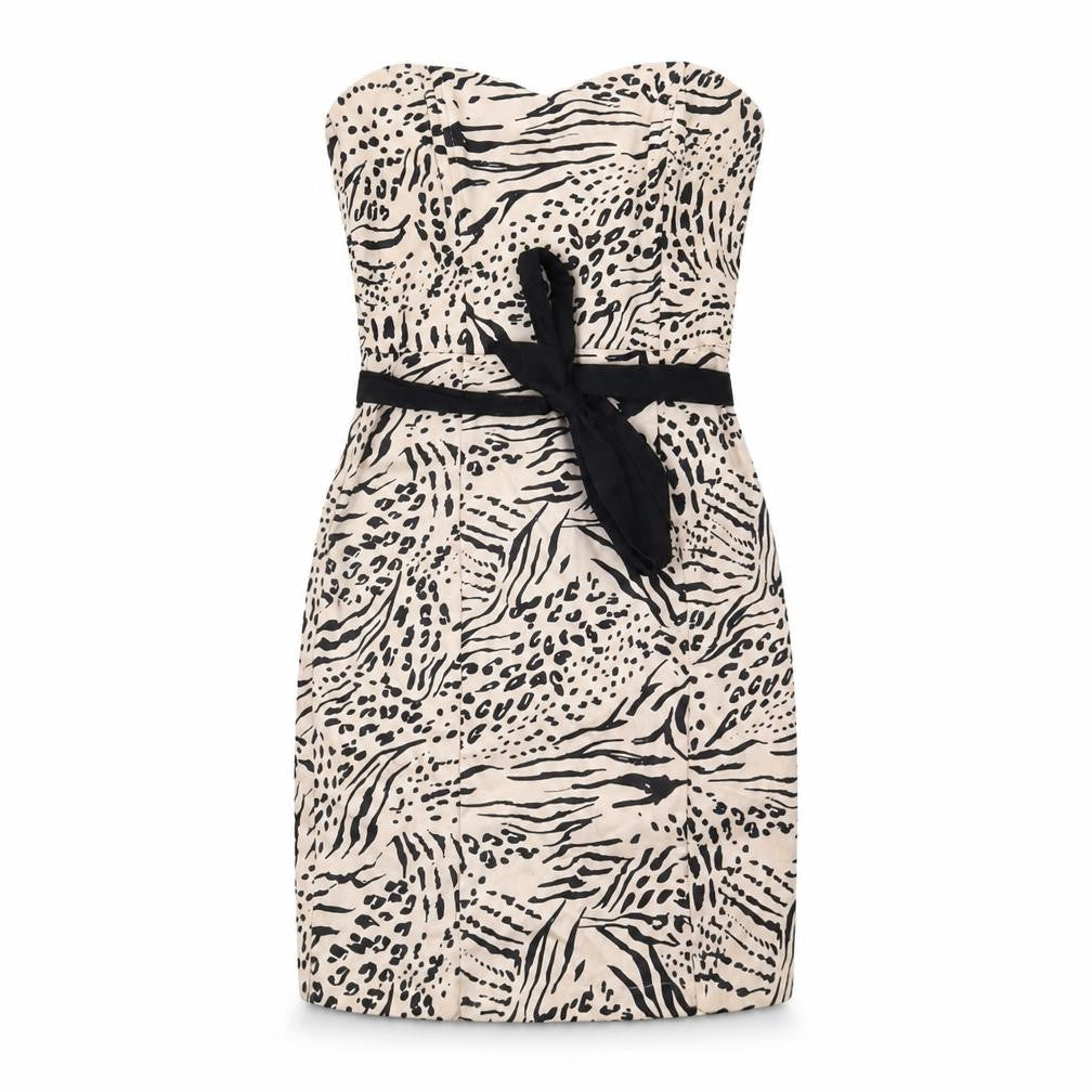 H&M Women Beige Animal Print Strapless Dress Size 12
