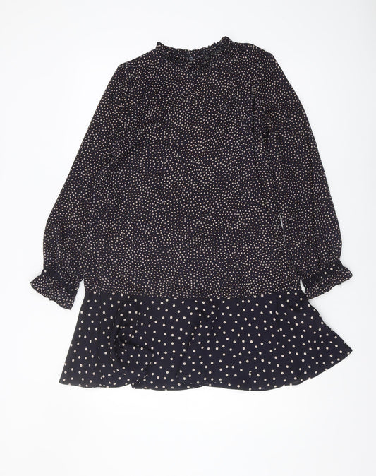 Zara Women's Black Polka Dot Tunic Blouse Size S