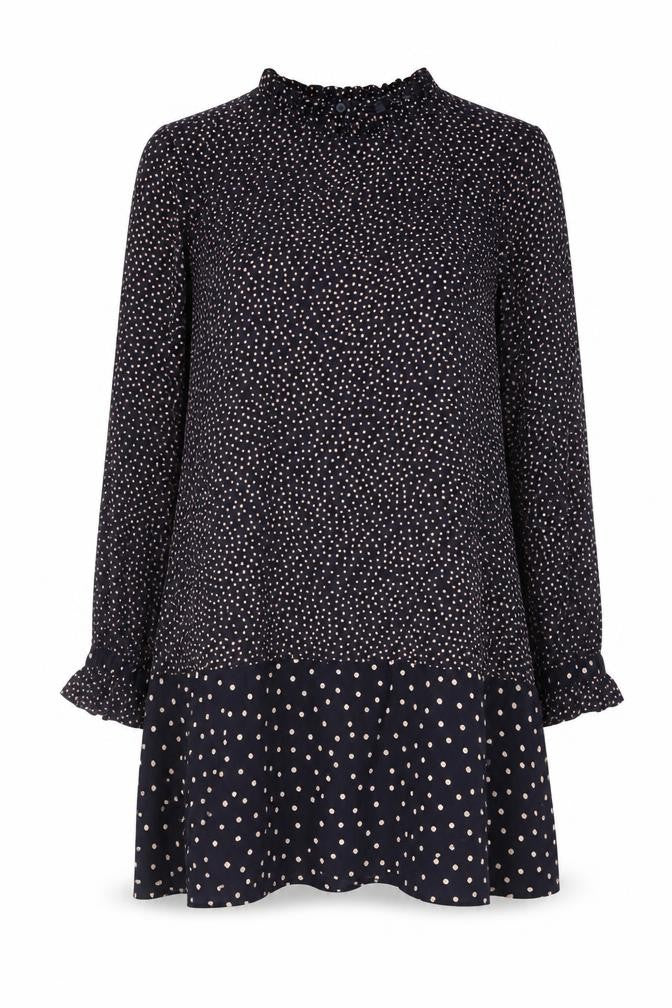 Zara Women's Black Polka Dot Tunic Blouse Size S