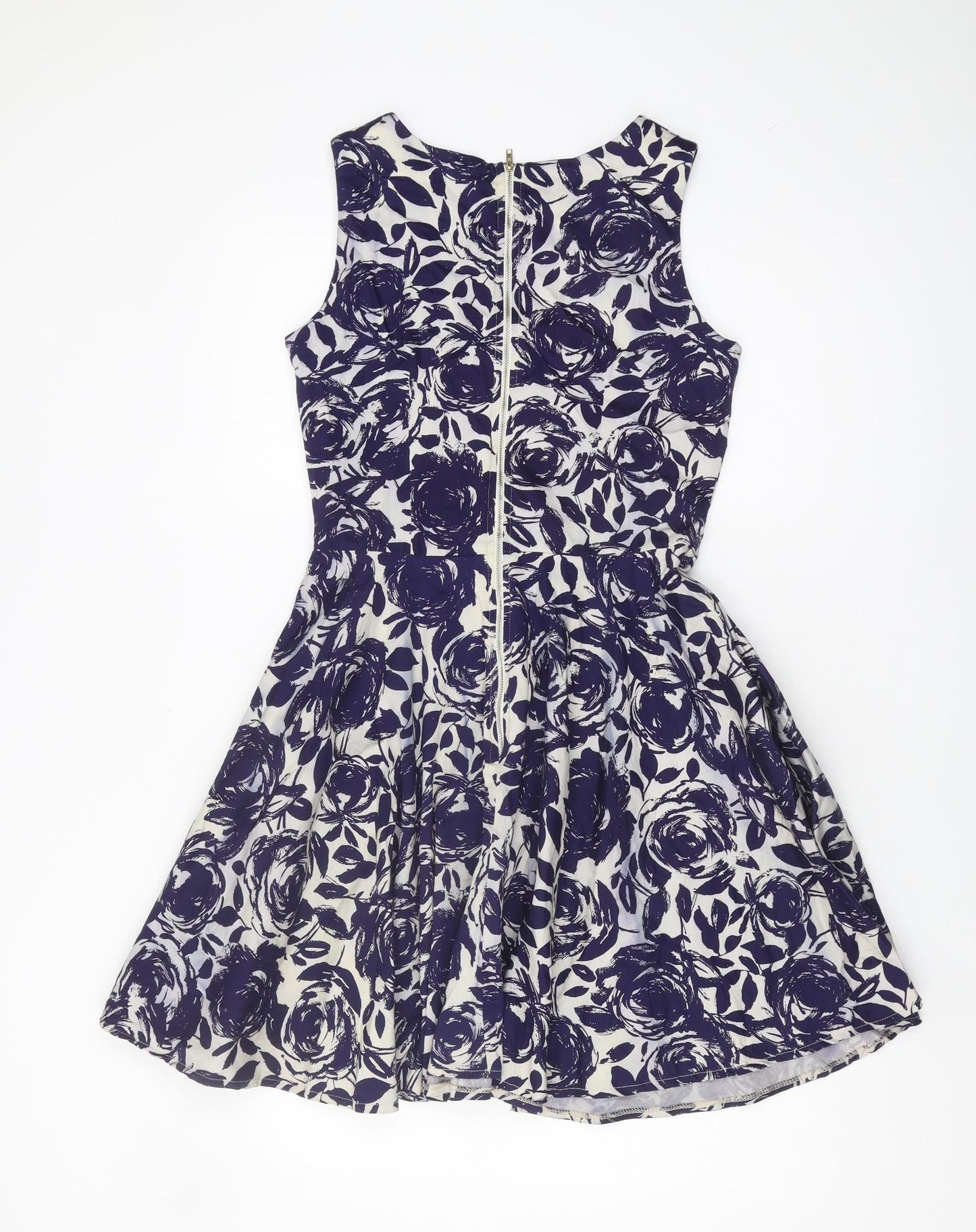 Mandi Women's Blue Floral Dress UK 10 Sleeveless