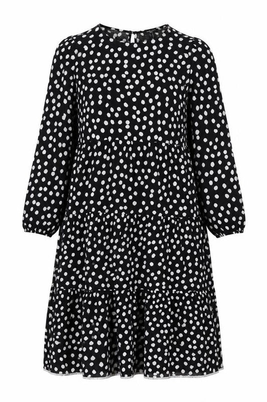 New Look Women's Black Polka Dot A-Line Dress Size 12