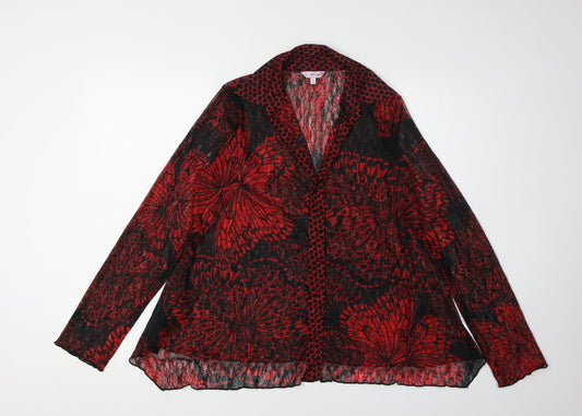 Marks and Spencer Women's Red Blouse, Size 12, Floral