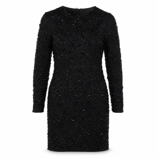 Joan Leslie Women's Black Beaded Sheath Dress Size 10