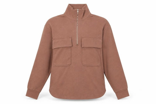 MNG Women's Brown XS Sweatshirt with Zip Pockets