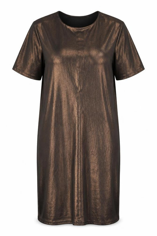 Warehouse Women's Brown Short Sleeve Dress 8