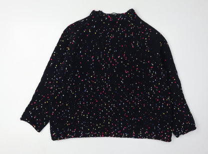 Next Women's Black Polka Dot Mock Neck Jumper L