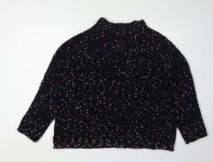 Next Women's Black Polka Dot Mock Neck Jumper L