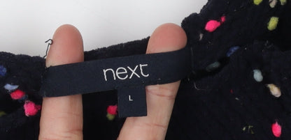 Next Women's Black Polka Dot Mock Neck Jumper L