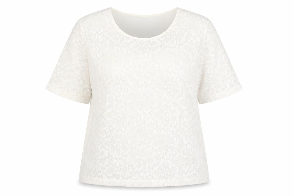 Eastex Women's Ivory Lace T-Shirt, Size 16, Casual Elegance