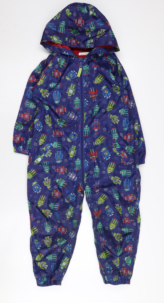 Bluezoo Boys Blue Robot Print Hooded Jacket Size 5-6