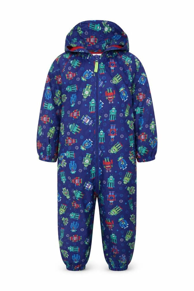 Bluezoo Boys Blue Robot Print Hooded Jacket Size 5-6