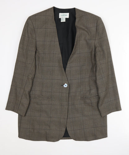 Additional front view of CHOMEL Women’s Brown Check Blazer, size UK 6