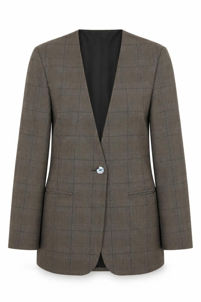 CHOMEL Women’s Brown Check Blazer Size 6