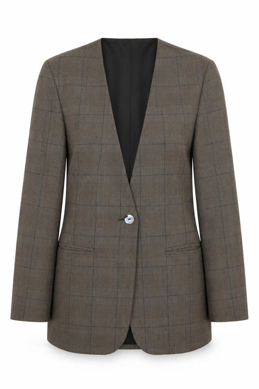 CHOMEL Women’s Brown Check Blazer Size 6