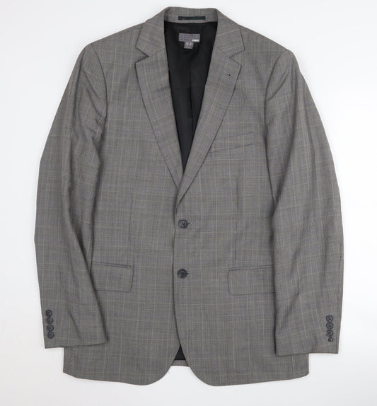 H&M Men's Grey Blazer Size 42 Check Pattern