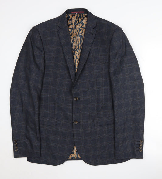 Next Men's Blue Plaid Slim Fit Jacket 40R