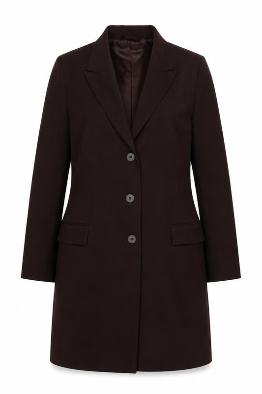 KIT Brown Women's Mid-Length Blazer, UK 14, Polyester