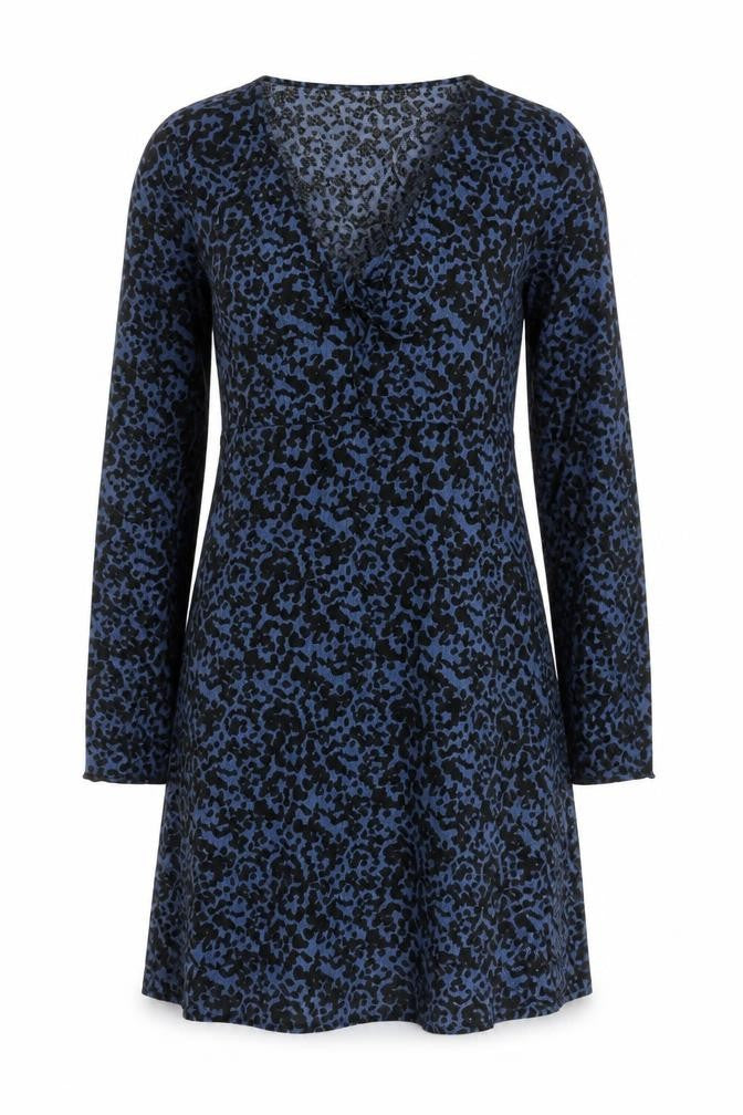 Topshop Women's Blue Animal Print Knit Dress Size 8