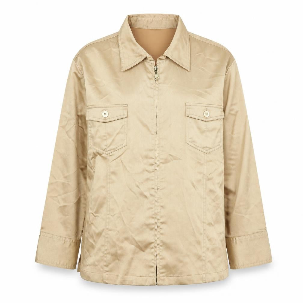 Venca Women's Beige Long Sleeve Collared Shirt XL