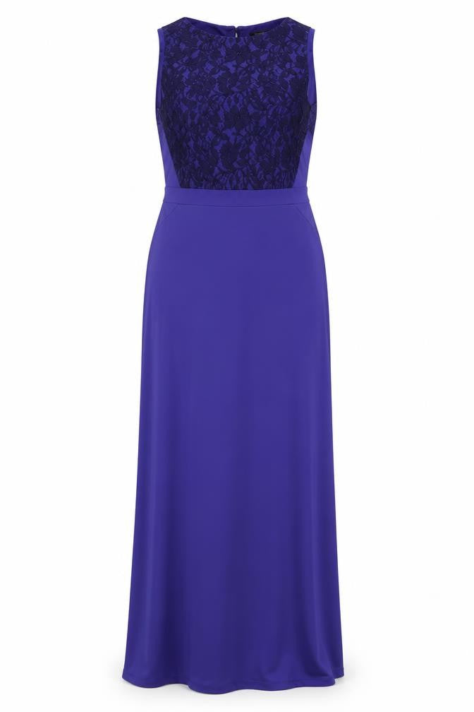 Mango Women's Blue Sleeveless Lace Dress Size 12