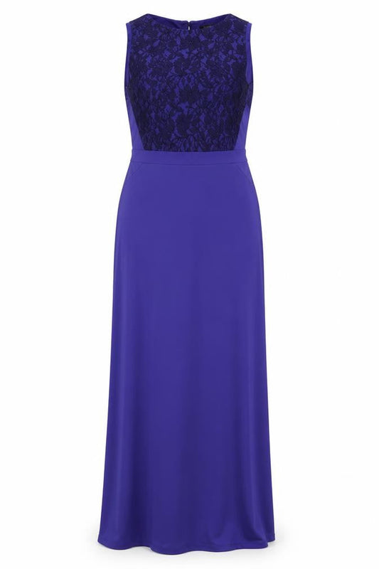 Mango Women's Blue Sleeveless Lace Dress Size 12