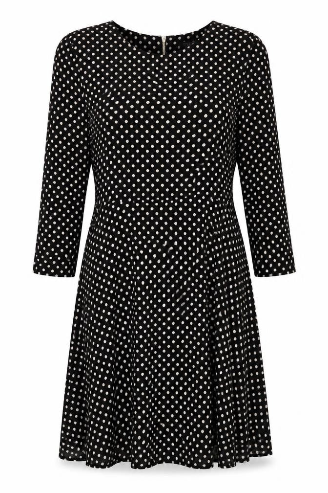 Topshop Women’s Black Polka Dot Long Sleeve Dress