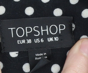 Topshop Women’s Black Polka Dot Long Sleeve Dress