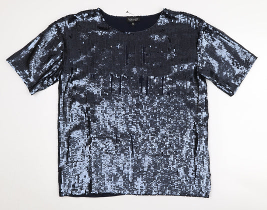 Topshop Women's Black Sequin Short Sleeve T-Shirt