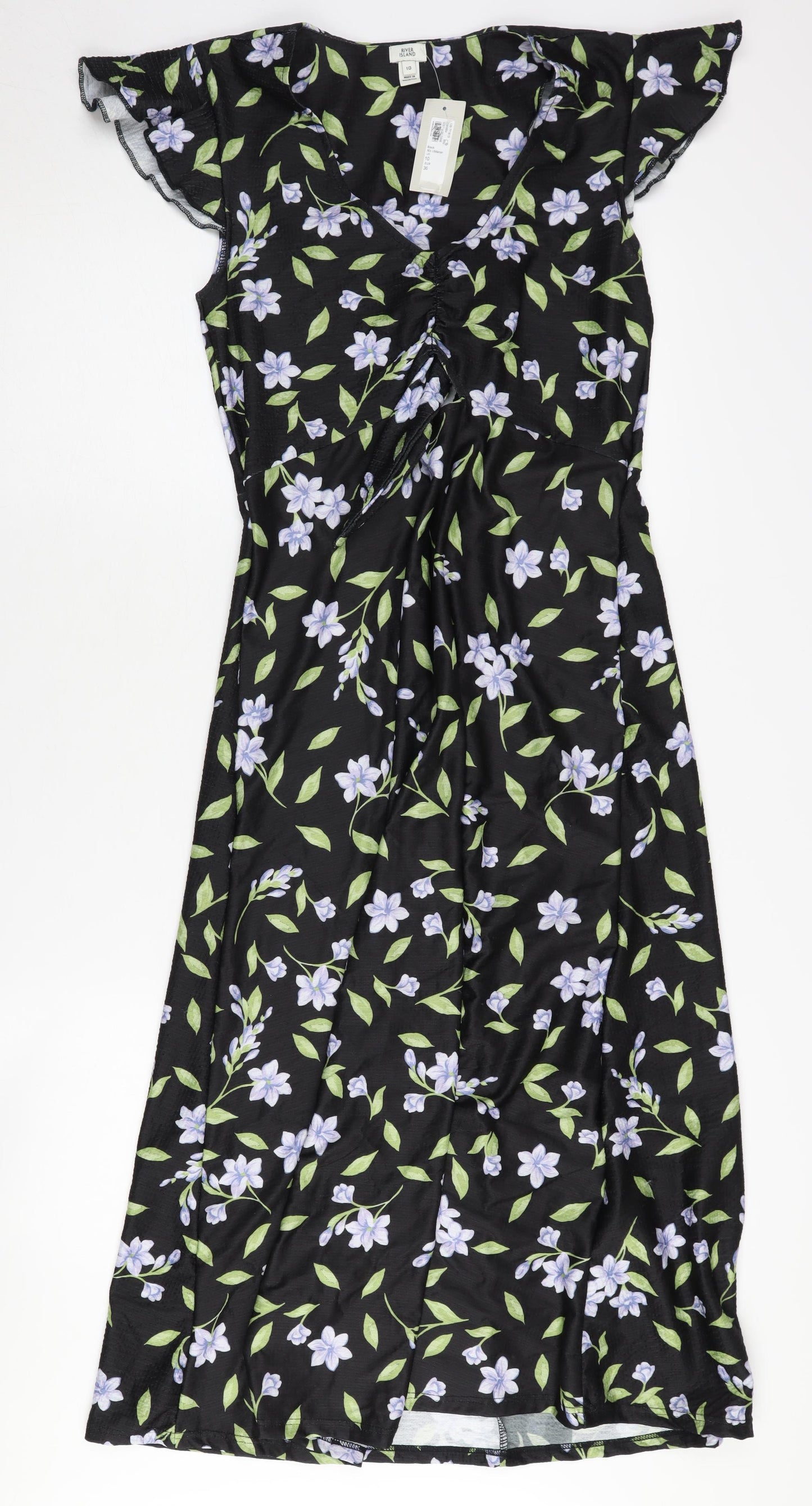 River Island Women's Black Floral Dress Size 10