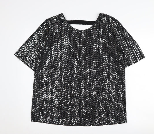 Next Women's Black Sequin T-Shirt Size 16
