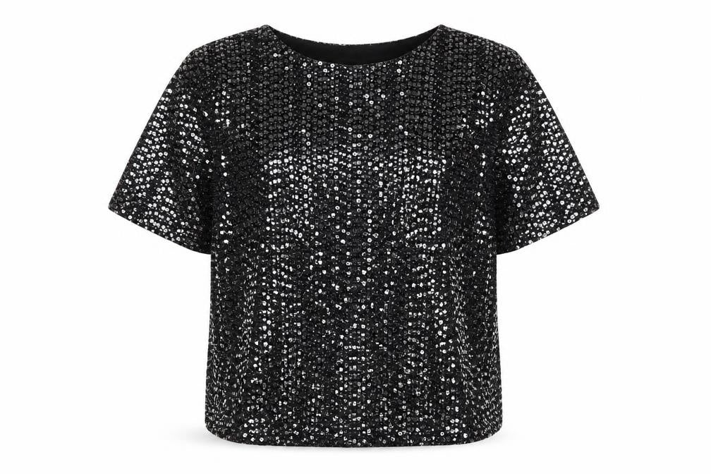 Next Women's Black Sequin T-Shirt Size 16