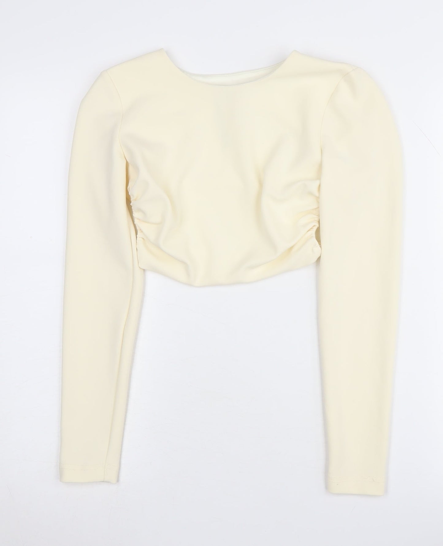 Zara Ivory Cropped Blouse XS Slim Fit Women's