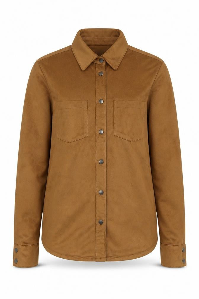 VILA Women's Brown Button-Up Shirt, Size S, Polyester