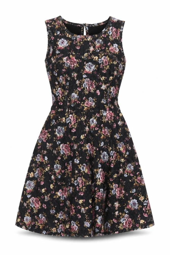 Select Women's Floral Fit & Flare Dress, Size 6, Multicoloured