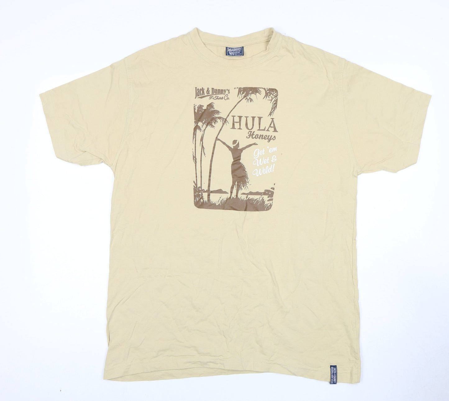 Jack & Danny's Beige XL Beach T-Shirt, Retro Style