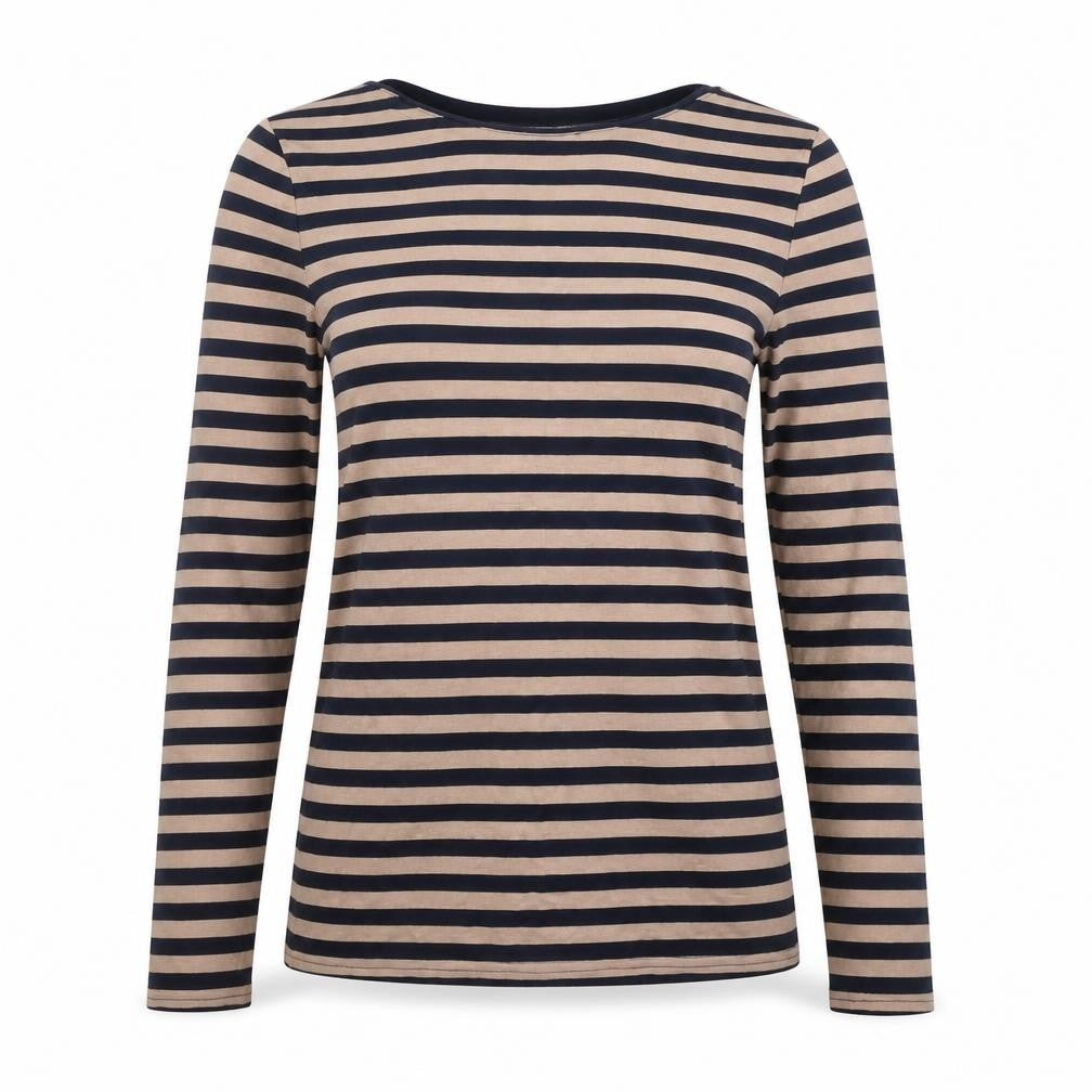 Oasis Women's Beige Striped T-Shirt, Size S