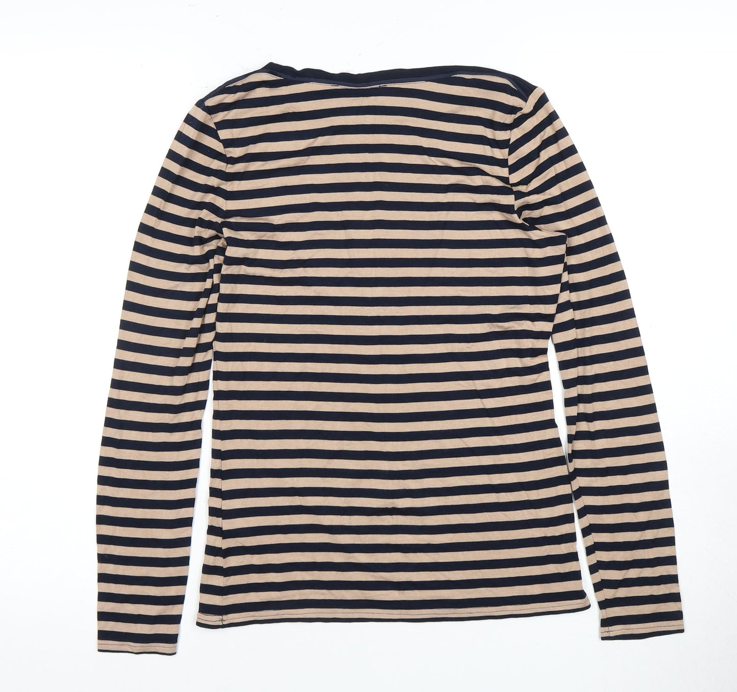 Oasis Women's Beige Striped T-Shirt, Size S